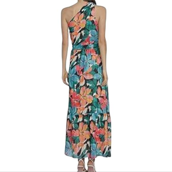 Maggy‎ London Floral Tropical Belted One-Shoulder Maxi Dress Size 6 New - Picture 10 of 13